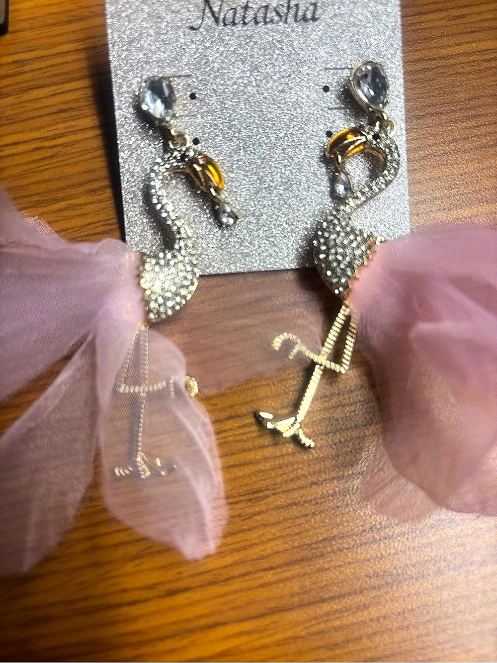 Natascha Pink & Gold Dangle Earrings Like New